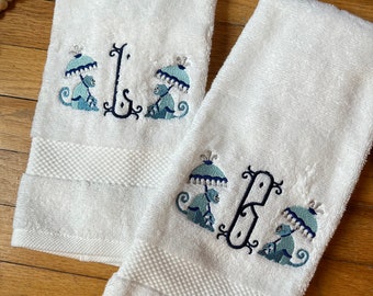 Chinoiserie Chic Monkey Monogramm Handtuch