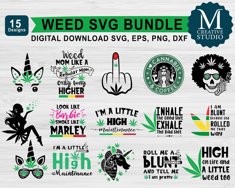 Download Weed Cannabis bundle Svg Eps Png Dxf190 files Marijuana | Etsy