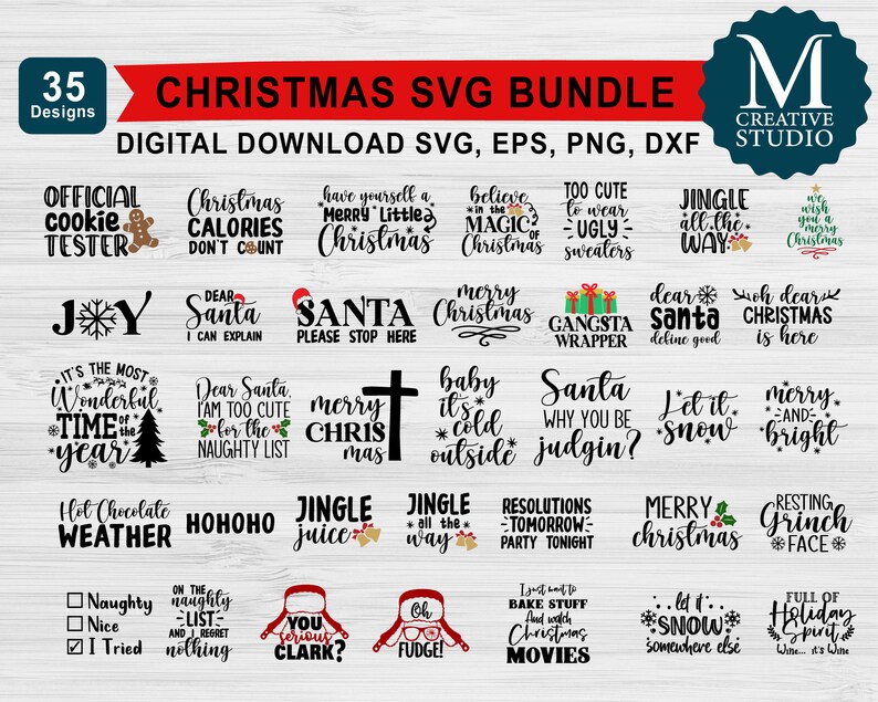 Download Christmas SVG Bundle Winter svg Santa SVG Holiday Merry | Etsy