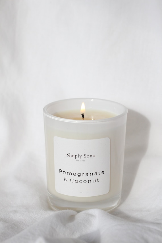 Pomegranate & Coconut Soy Wax Small Candle | Cruelty-Free | Hand-Poured | Eco-Soy
