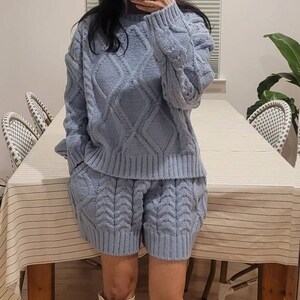 Turtleneck Sweater Set pullover Sweater Shorts Set Lounge Wear