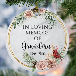 Custom grandma Memorial Gift, In Loving Memory Cardinal Ornament, Remembrance Keepsake, Personalized Christmas Ornament, Sympathy mom Gift