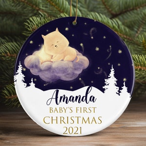 Personalized Baby's First Christmas Ornament, First Christmas Whale Ornament, Custom Baby Boy Name Christmas Ornament Gifts
