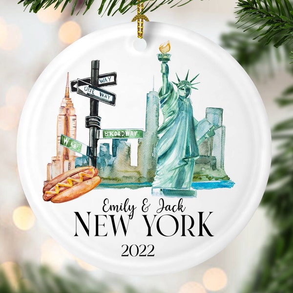 Personalised New York ornament, Travel Gift, New York Christmas, New York Gift, honeymoon in New York, engagement, Statue of Liberty