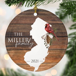 Custom New Jersey Christmas Ornament, New Home,  New Jersey Porcelain Ornaments, new job gift