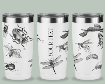 Insect Tumbler, Science Mug, Professor Gift, Entomology Mug, PhD Mug, Bug Mug , illustrations of bugs, mini-beast mug