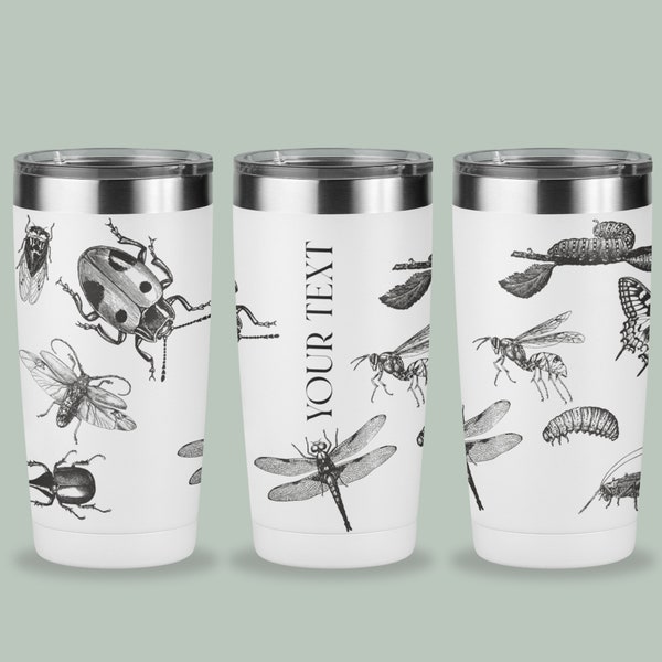 Insect Tumbler, Science Mug, Professor Gift, Entomology Mug, PhD Mug, Bug Mug , illustrations of bugs, mini-beast mug