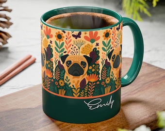 Mugs sur le thème du carlin | Mug personnalisé carlin, cadeau de Noël personnalisé pour amateur de carlin