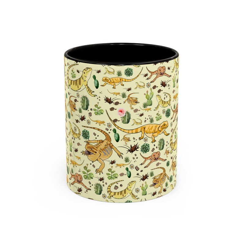 Taza de dragón barbudo, taza de café colorida para dueño de reptil, taza de té para lagarto, taza personalizada de dragón barbudo de mascota exótica, animal lindo imagen 2