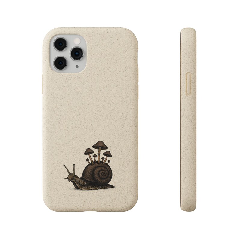 Phone Cases, Eco Friendly Cases, Nature Inspired Snail Design, Earth Friendly Mushroom Case, Cottagecore Gift, Goblincore Fairycore zdjęcie 3