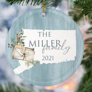 Custom Connecticut State Christmas Porcelain Ornaments, New family gift, new home ornament