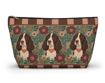 Springer Spaniel Accessory Pouch, Spaniel Makeup Bag, Pet Owner Gift, Liver and White Spaniel Dog  Cute & Functional Zipper Pouch