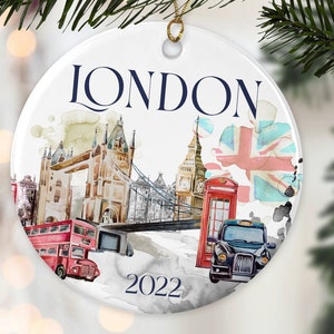 Custom London Christmas ornament, England vacation gift, Personalized Holiday  gift