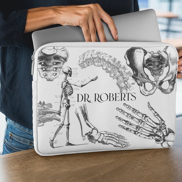 Custom Anatomy Laptop Sleeve , Anatomy Gift, Surgeon Tumbler, Orthopedic Gift, Doctor ipad case, Chiropractor, radiologist