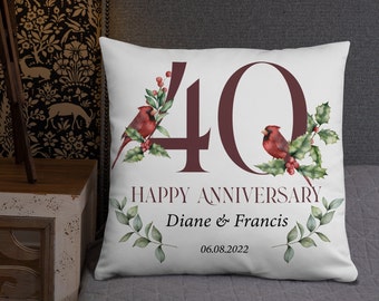 Custom 40th Wedding Anniversary Gift, Personalized ruby anniversary, Anniversary Gift for Couples and Parents pillow