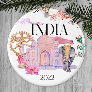 Custom India Christmas ornament, vacation gift, Personalized Holiday gift