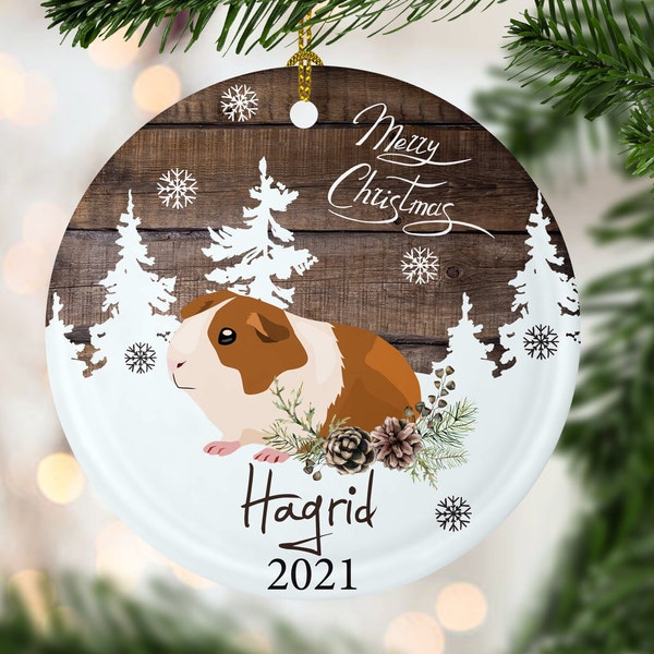 Custom Guinea Pig Ornament, Personalized Christmas Ornament, Holiday Ceramic Ornament,Porcelain Ornaments, Guinea Pigs