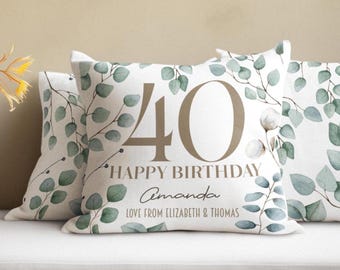 Oreiller personnalisé 40e anniversaire, coussin prénom, cadeau d'anniversaire d'âge, âge anniversaire 50e oreiller grand-mère, oreiller 45e anniversaire,