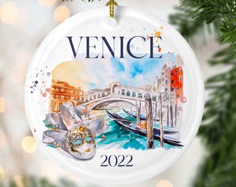 Custom Venice, Italy ornament, vacation gift, Personalized Holiday gift