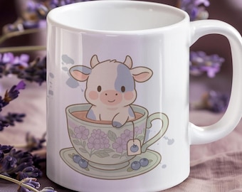 Cute Farm Animal Mug, Cow Coffee Cup, Whimsical Tea Mug, Gift for Animal Lovers, Fun Kitchen Decor