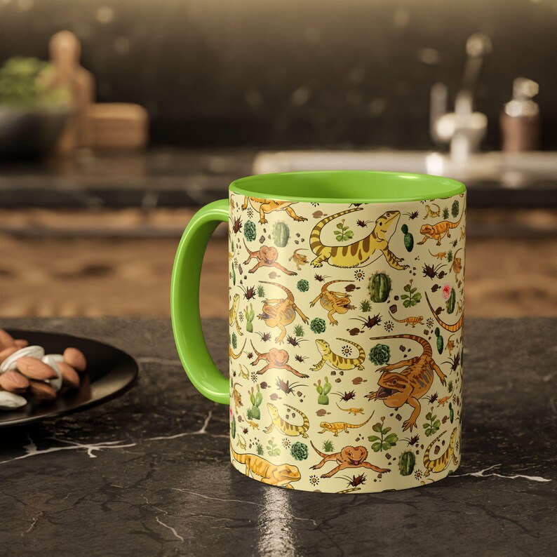 Taza de dragón barbudo, taza de café colorida para dueño de reptil, taza de té para lagarto, taza personalizada de dragón barbudo de mascota exótica, animal lindo imagen 8