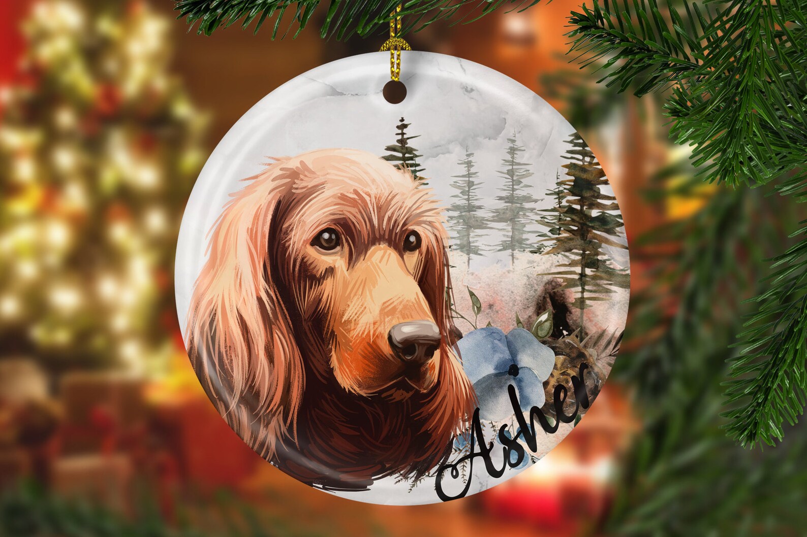 Custom Irish setter christmas Ceramic Ornaments pet memorial Etsy