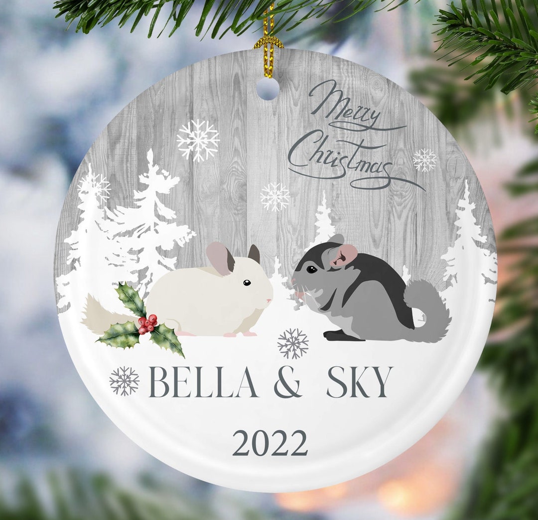 Personalized Chinchilla Christmas Ornament, Custom Ebony Chin Lover