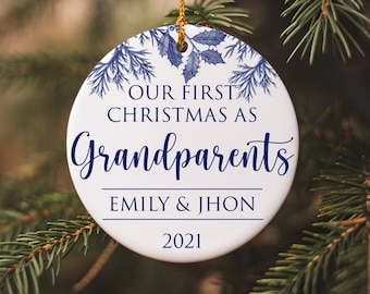 Personalised First Christmas As Grandparents Grandma, Grandpa Porcelain Ornaments