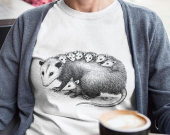 Opossum Unisex t-shirt, Possum Shirt, Cottagecore Opossum T-shirt, Custe vintage animal art, Possum mom shirt