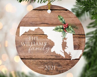 Custom Maryland State Christmas Porcelain Ornaments