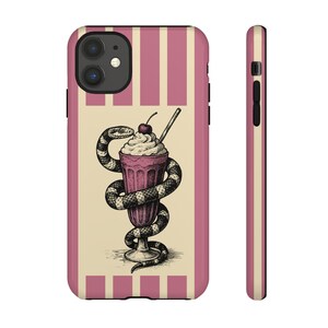 Étui pour téléphone vintage Snake Milkshake, housse de téléphone artistique, cadeau unique pour lui ou elle, esthétique rétro, accessoire pour amateur de gastronomie image 5