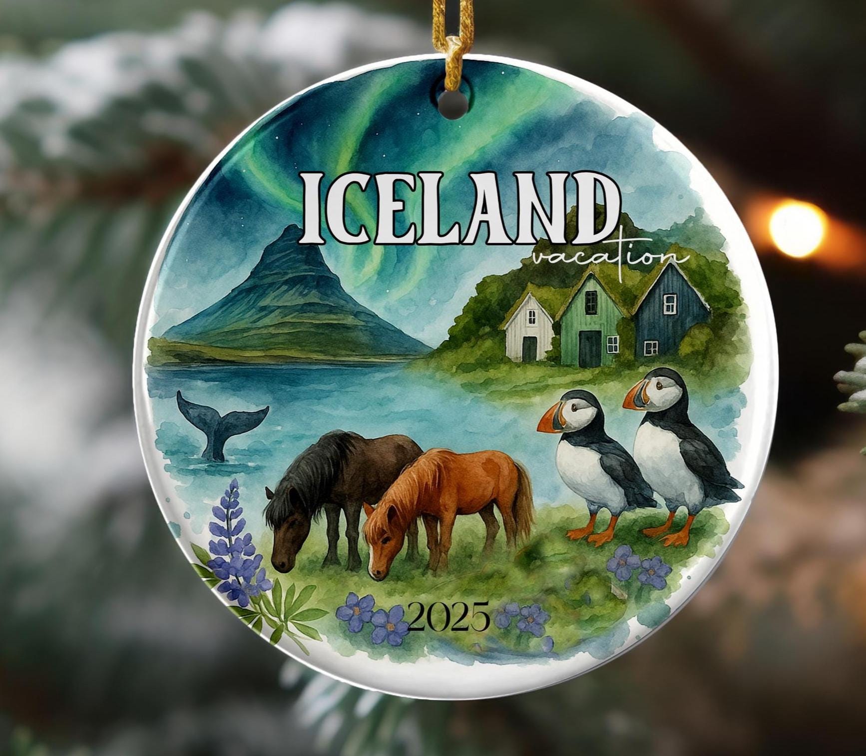 Custom Iceland Vacation Porcelain Ornaments, Puffin Ornament, Icelandic ...