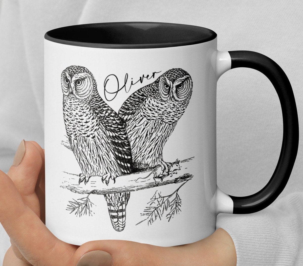 Custom Owl Coffee Mug, Personalized name Owl Mug, Owl, Forest Animal Gift, Gift for Her, Gifts for H