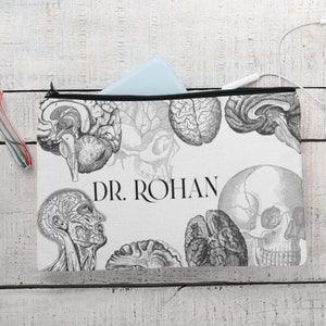 Custom Brain Anatomy Accessory Pouches , Neurologist Gift, future doctor, neurobiology, brain researcher,women doctor gift