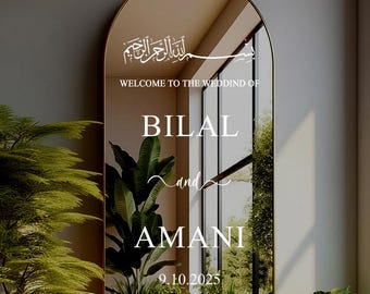 Cartello di benvenuto personalizzato per matrimonio islamico: adesivo con specchio W7