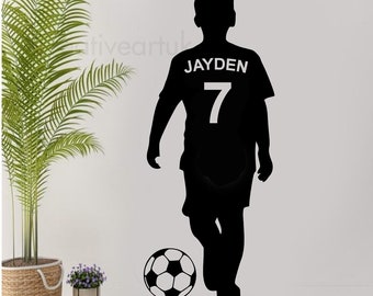 Autocollant mural personnalisé de joueur de football pour garçons/filles, décoration de maison, autocollant en vinyle personnalisé pour jeu de Football FB1