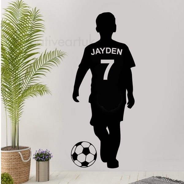 Personalised boys/girls football player Wall sticker Home Decor Personalized Football Gaming Vinyl Decal FB1