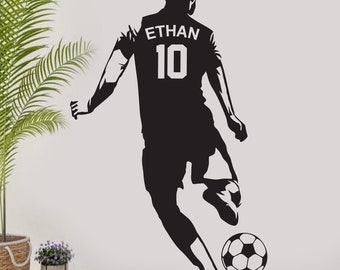 Personalised Football Player Boys/Girls Bedroom Wall Sticker Personalized Football Wall Art Decor FBB