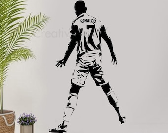 Autocollant mural de Football Ronaldo CR7, Art mural de Football du Portugal, décoration murale pour chambres d'enfants, cadeaux pour enfants