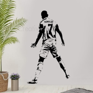 Adesivo de parede de futebol Ronaldo CR Portugal Futebol Arte de parede Quartos infantis Decoração de parede Presentes para crianças