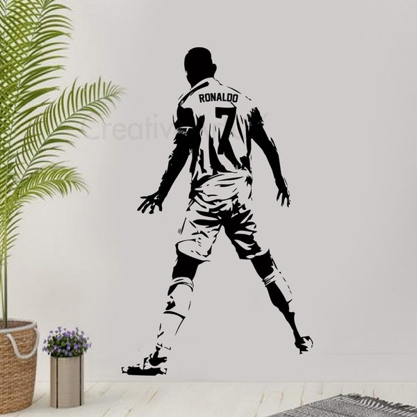 Autocollant mural de Football Ronaldo CR7, Art mural de Football du Portugal, décoration murale pour chambres d'enfants, cadeaux pour enfants