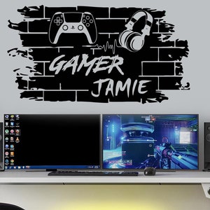 Personalised Gaming Wall Sticker |Custom Name Wall Decal | Gamer Room Decor|Video Game Wall Art| Boys Room Decoration PS Wall Controller PSW
