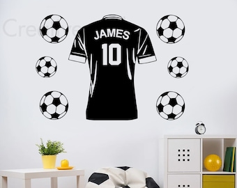Jugador de fútbol personalizado, pegatina de pared del dormitorio para niños/niñas, Arte de la pared Decoración de fútbol personalizado FB6