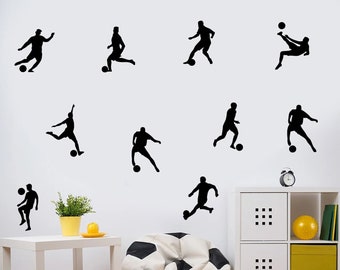 Calcomanías de pared de jugadores de fútbol: decoración para dormitorio infantil, juego de 10