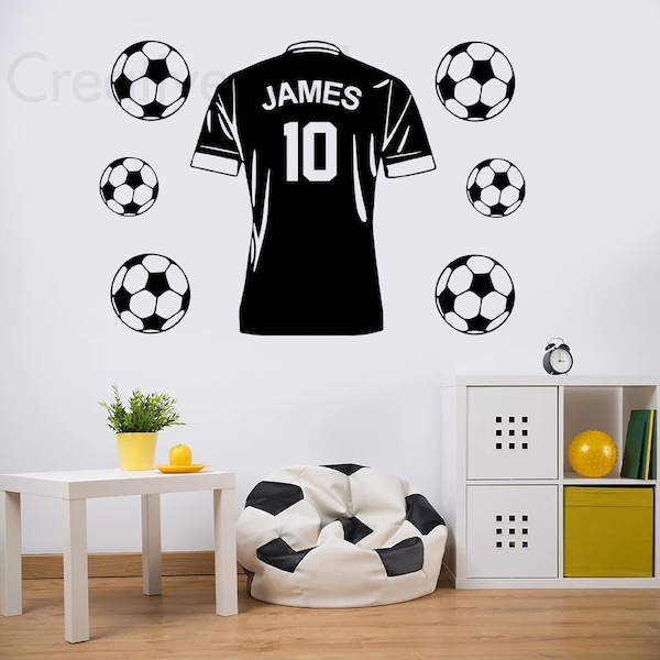 Personalised Football Player Boys/Girls Bedroom Wall Sticker Personalized Football Wall Art Decor FB6