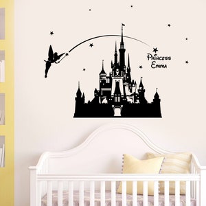 Calcomanía de pared personalizada con el castillo de la princesa: decoración personalizada con nombre para habitación de niña