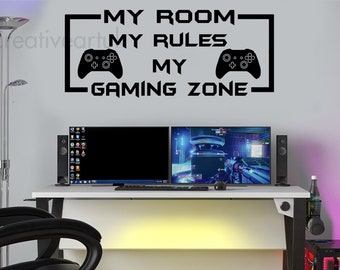 Gaming Wall Stickers My Room My Rule My Gaming Zone Decals Murals MXB1 Gamer Controller