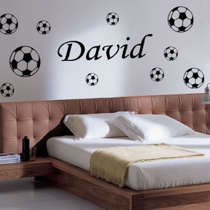 Vinilo decorativo de fútbol personalizado: Mural de vinilo con nombre personalizado