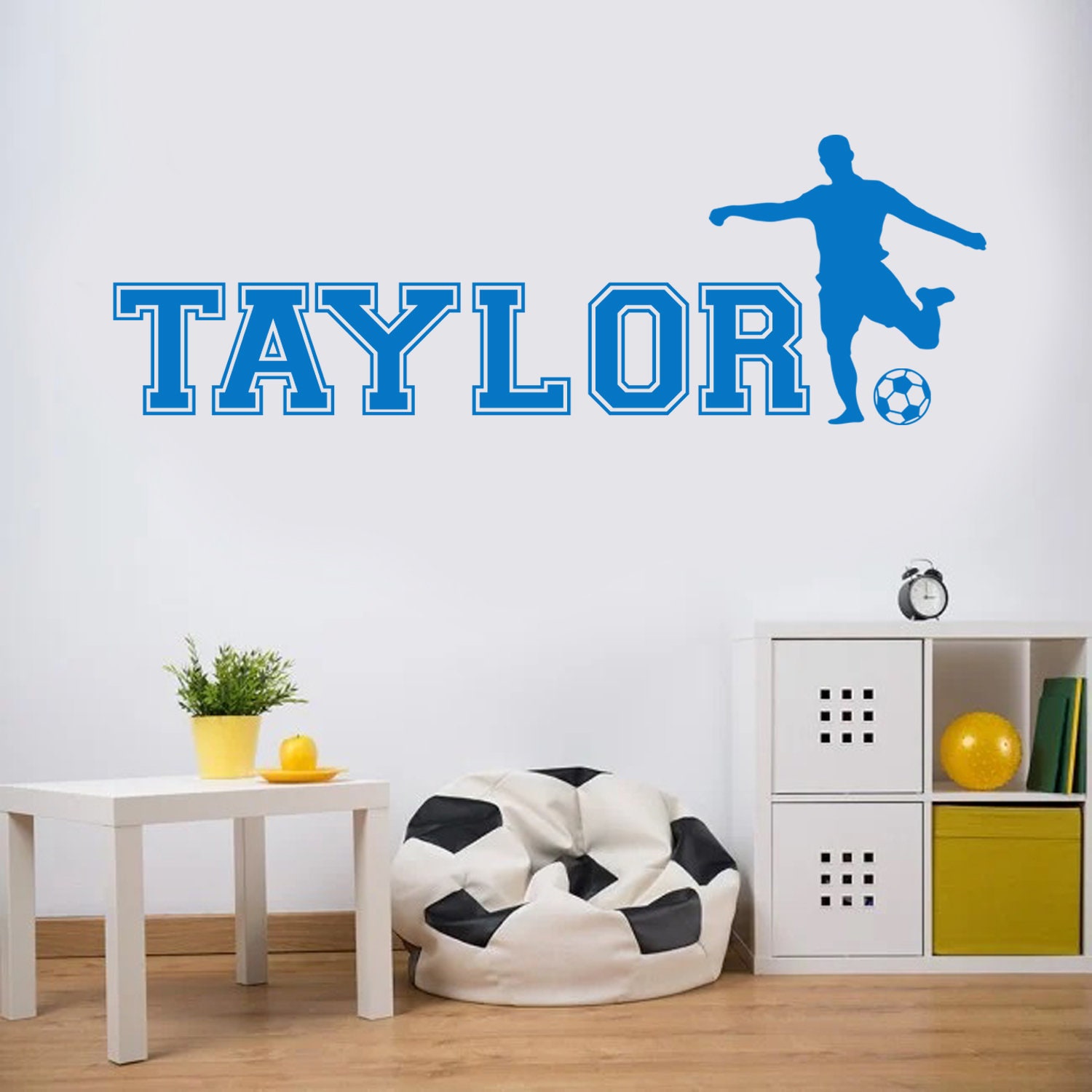 Personalised Football Player Vinyl Wall Sticker For Kids Boys Girls Bedroom – FB6