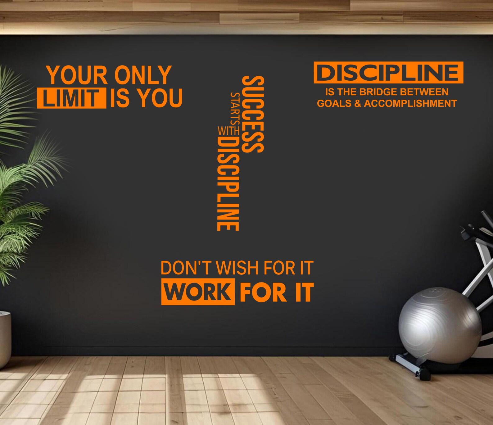 Postural Gym Lettering Set of 4 Gym Wall Sticker Decals Set of 4 – Motivational Home Gym ...